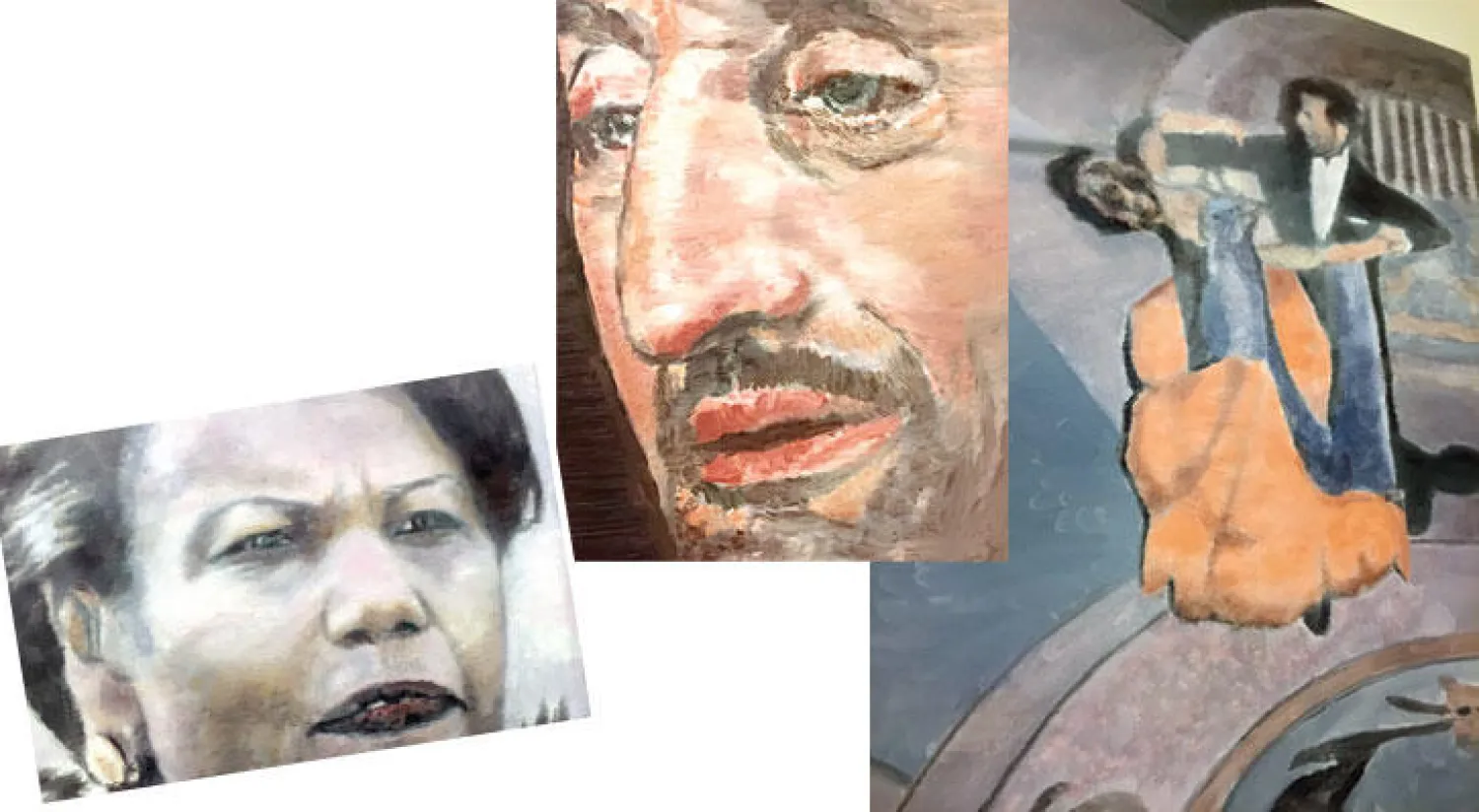 لوحة «الرقص»  -  «أنف».. لوحة تمثل الوجه العربي بعينين ملونتين  -  «كوندوليزا رايس» لوحة يفتخر بها تويمانز