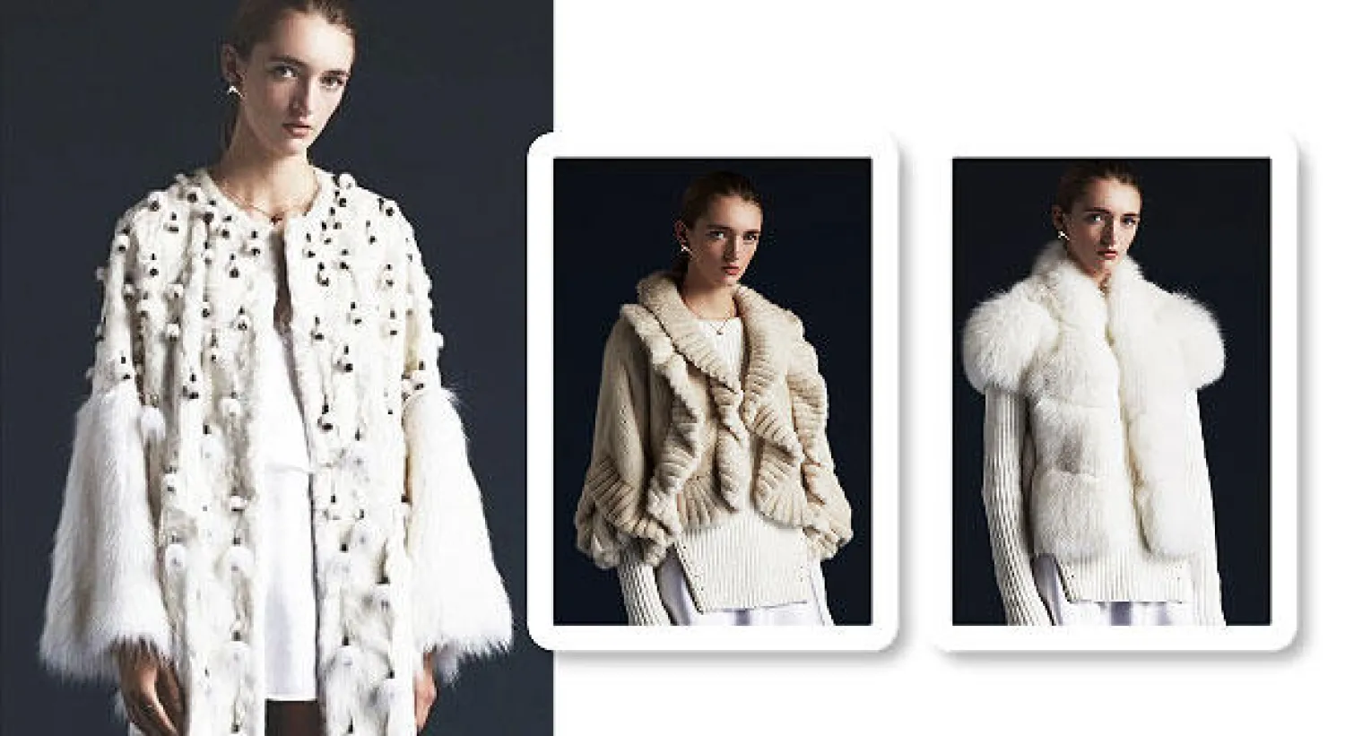 جيليه من الفرو من آخر  مجموعة تقدمها الدار و تصاميم عصرية تخاطب  وزبونات شابات و معطف عصري من المجموعة الأخيرة