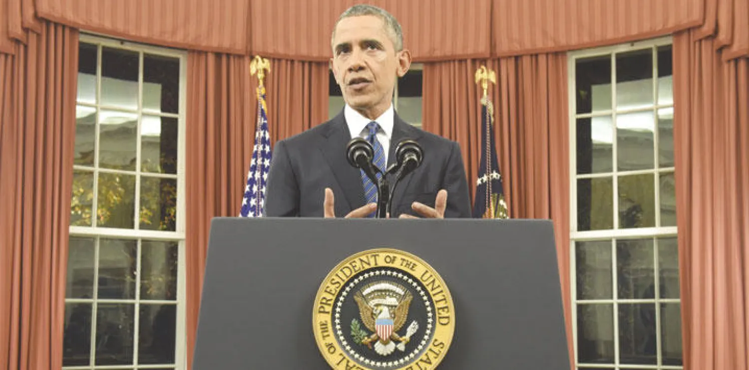 الرئيس الأميركي باراك أوباما أثناء إلقاء خطابه في البيت الأبيض أول من أمس (أ.ف.ب)