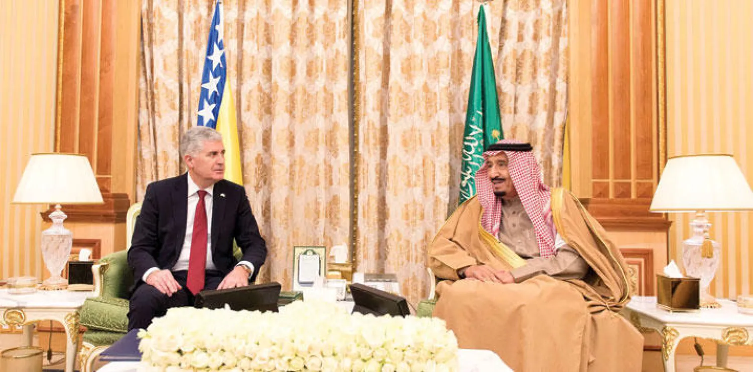 الملك سلمان لدى عقد جلسة المباحثات الرسمية مع د. درجان تشوفيتش (واس)