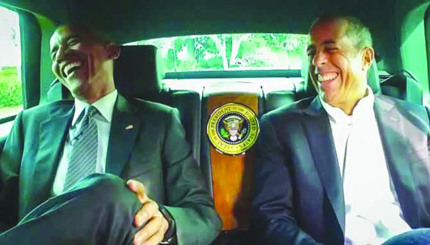 أوباما مع الممثل الفكاهي جيري ساينفيلد