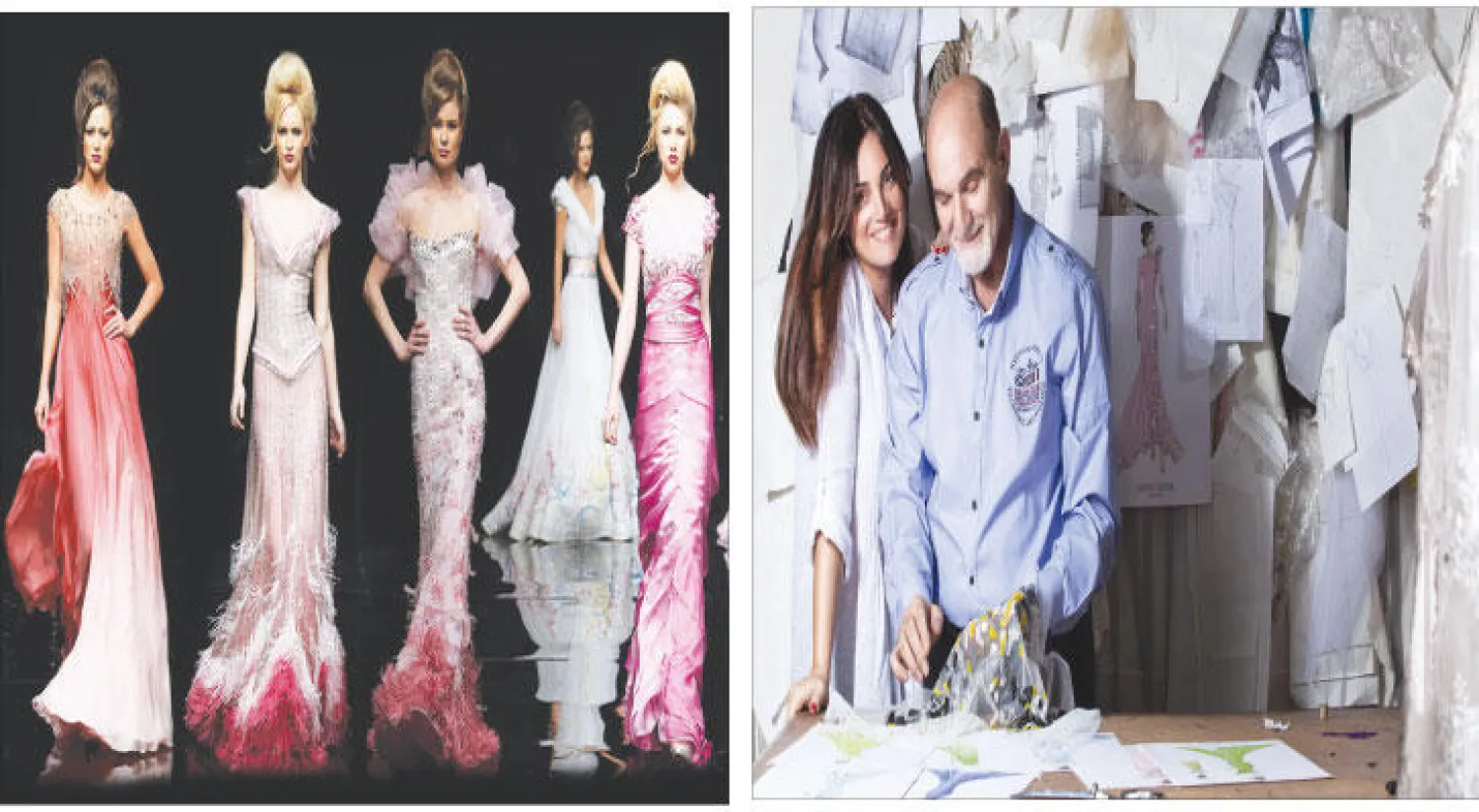 شيرين مع والدها حنا توما، من عرض دار {حنا توما} للهوت كوتير