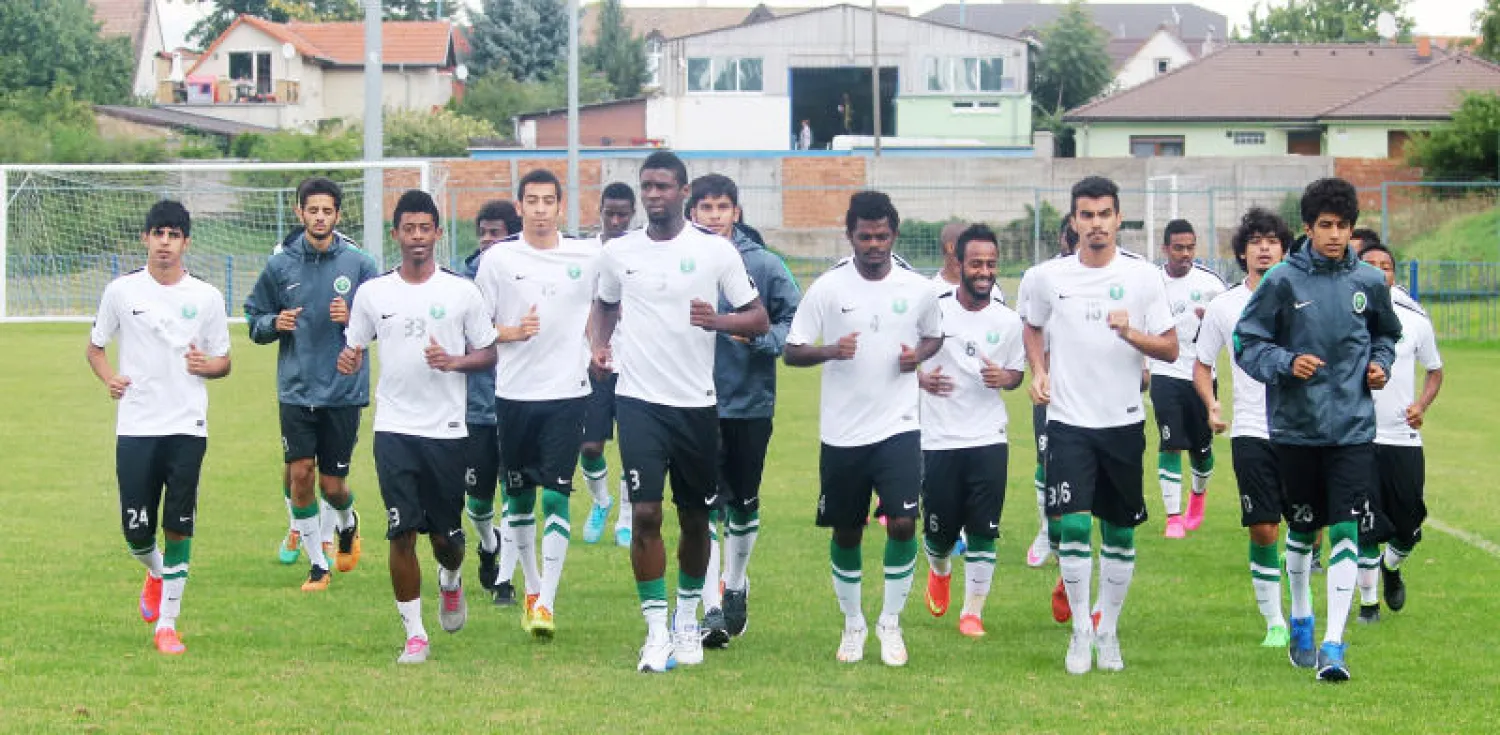 جانب من تدريبات المنتخب السعودي الأولمبي تأهبا لآسيا («الشرق الأوسط»)