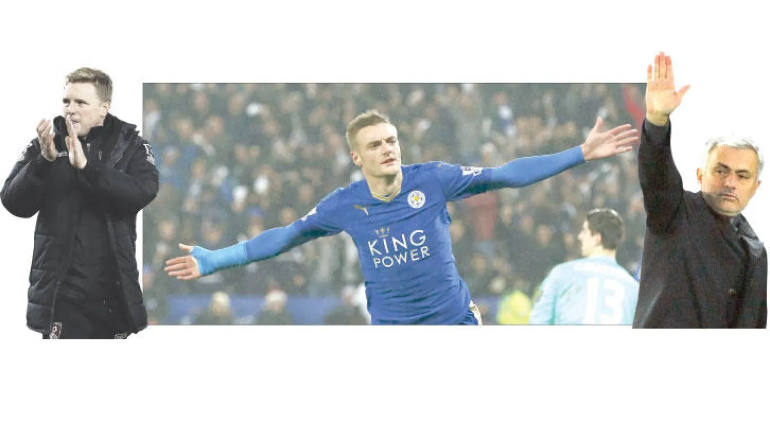 مورينهو فقد سطوته في تشيلسي فتعرض للإقالة (إ.ب.أ) - فاردي هداف ليستر ظاهرة الموسم الحالي (رويترز) - إيدي هوي  مدرب بورنموث الطموح (أ.ف.ب)