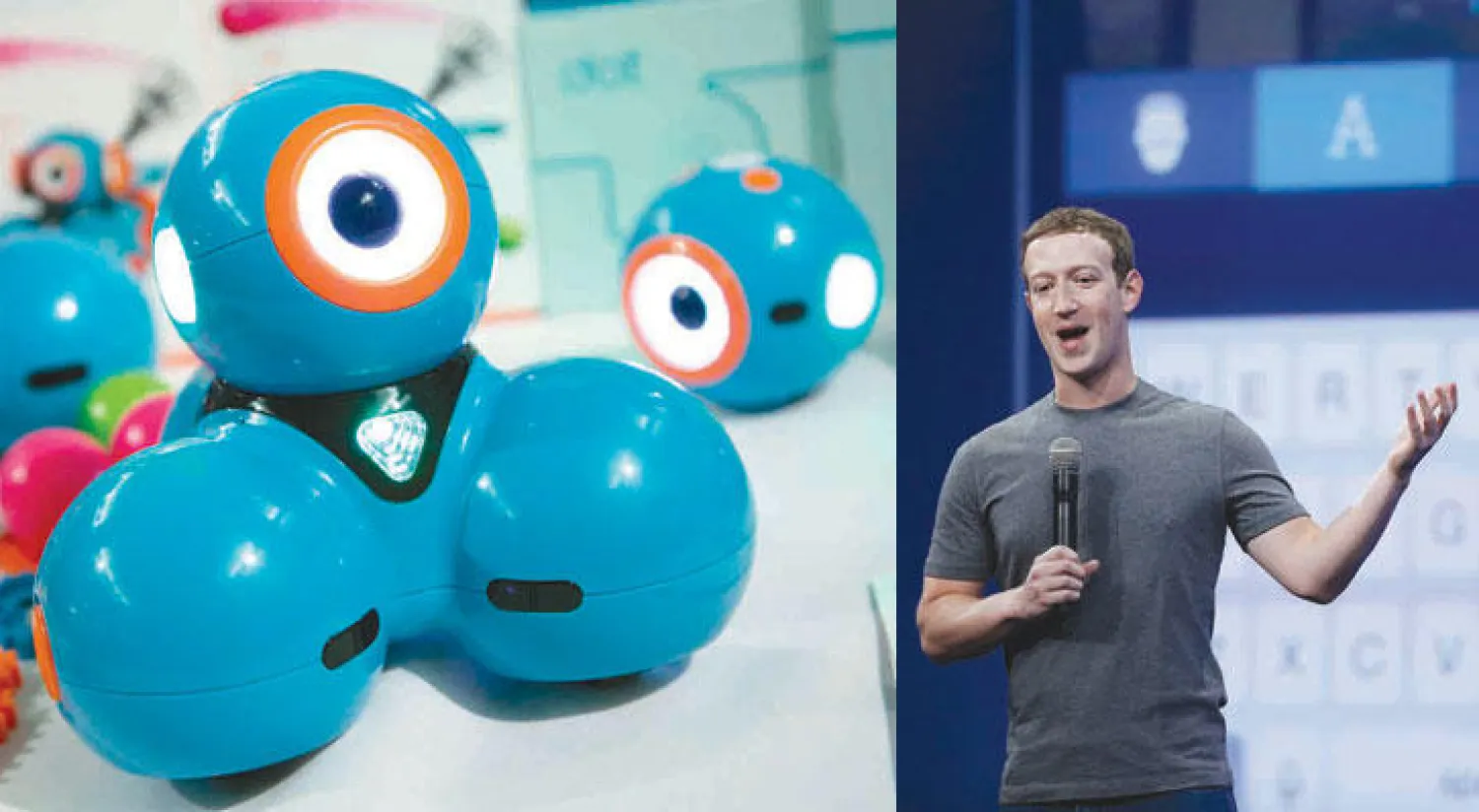 مارك زوكربيرغ يعلن عن خطط تطوير الإنسان الآلي (أ.ب)  -  معرض لروبوتات في نيويورك لأغراض تعليم الأطفال مهارات التقنية (أ.ب)