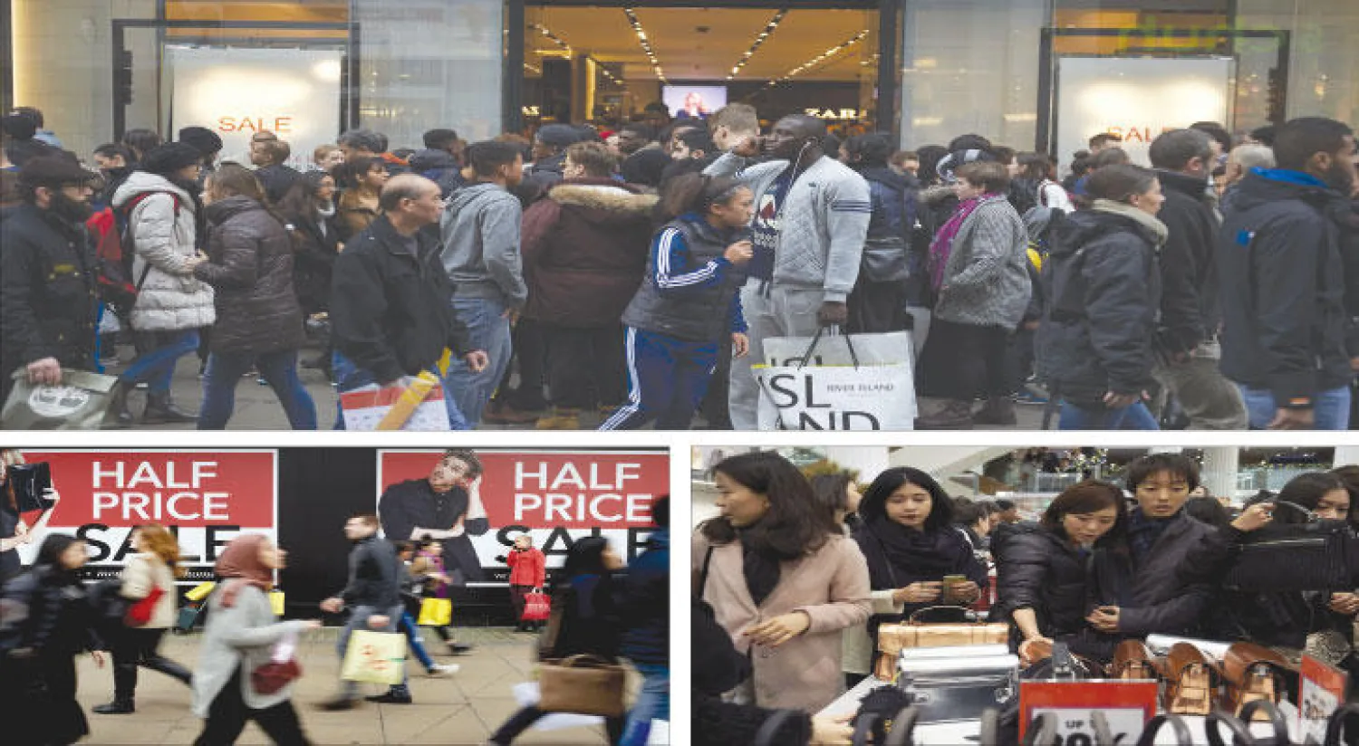ازدحام وتدافع في الشوارع خلال موسم التنزيلات، متسوقون في محلات «سلفريدجز» بلندن