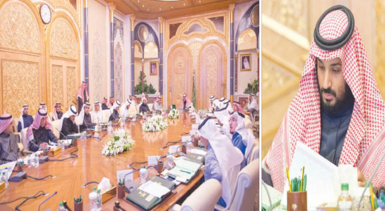 الأمير محمد بن سلمان ولي ولي العهد لدى ترؤسه اجتماع مجلس الشؤون الاقتصادية والتنمية (واس) - جانب من اجتماع مجلس الشؤون الاقتصادية والتنمية برئاسة ولي ولي العهد وحضور الوزراء والمسؤولين أعضاء المجلس (واس)