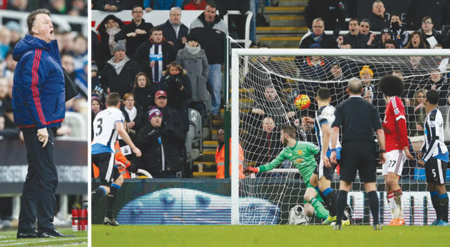 الويلزي بول داميت يحرز هدف التعادل لنيوكاسل في الثواني الأخيرة (رويترز)  -  الضغوط ما زالت تتزايد على مدرب يونايتد (رويترز)