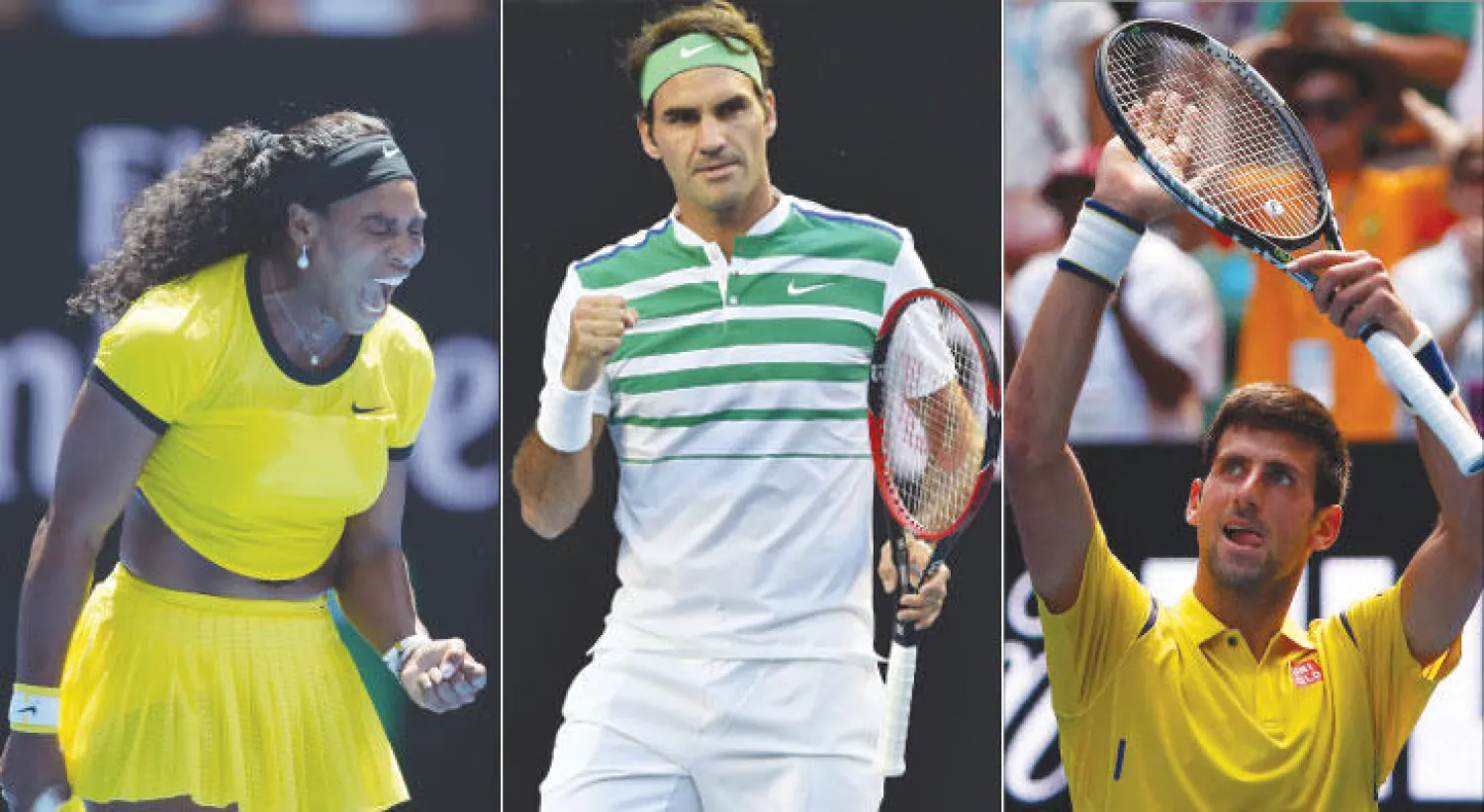الثلاثي ديوكوفيتش وفيدرر وسيرينا حققوا انتصارات سريعة بالدور الأول (رويترز - أ.ف.ب - إ.ب.أ)