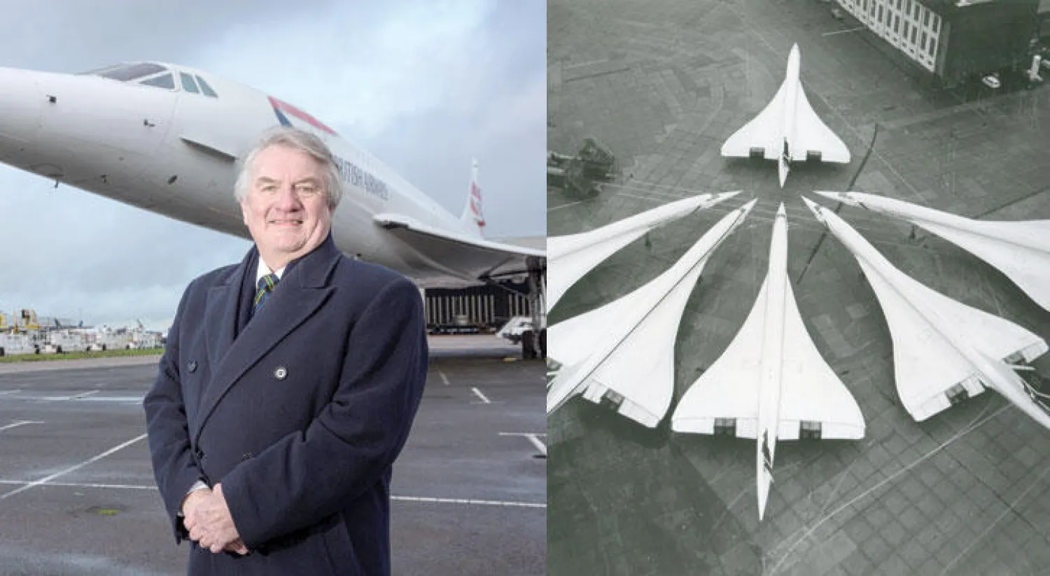 تملك «بريتش إيرويز» 7 طائرات من طراز «كونكورد» موزعة حاليًا حول العالم  -  كبير طياري «كونكورد» الكابتن بانيستر وخلفه الطائرة الأسطورة