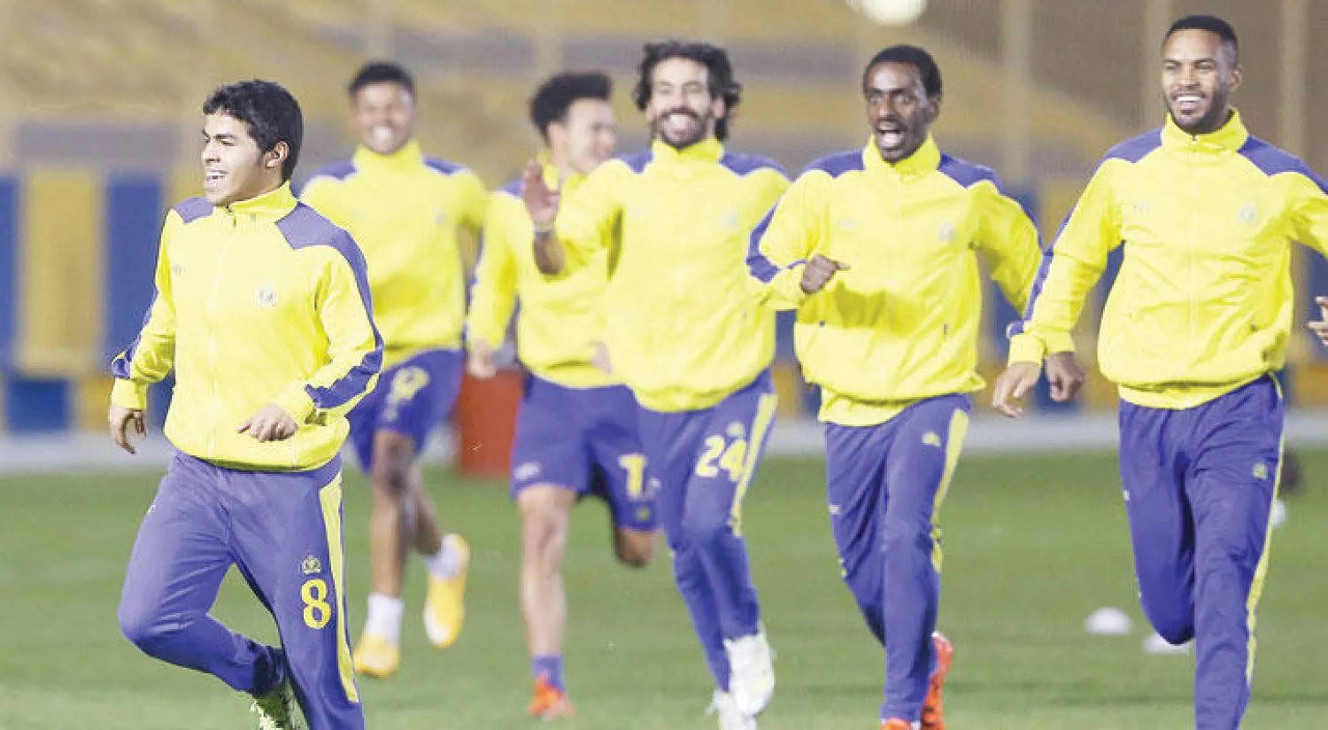 من تدريبات النصر الأخيرة استعدادا لملاقاة الدرعية (المركز الإعلامي)