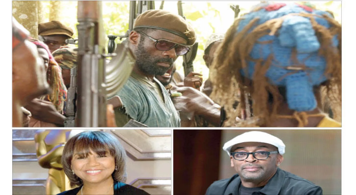 إدريس إلبا كما يبدو في «وحوش بلا أمّـة» - المخرج سبايك لي لم يفز حتى الآن -  ‪  رئيسة الأكاديمية شيريل بون إيزاكس