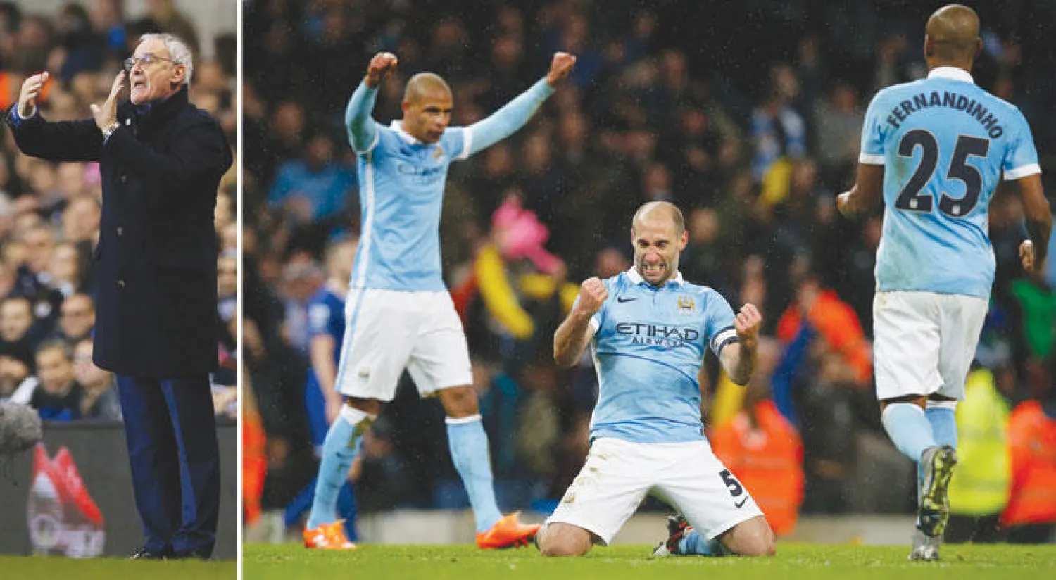 مانشستر سيتي يظل الأكثر احتمالاً للفوز بالبطولة (رويترز)  -  رانييري قاد ليستر لصدارة الدوري الإنجليزي (رويترز)