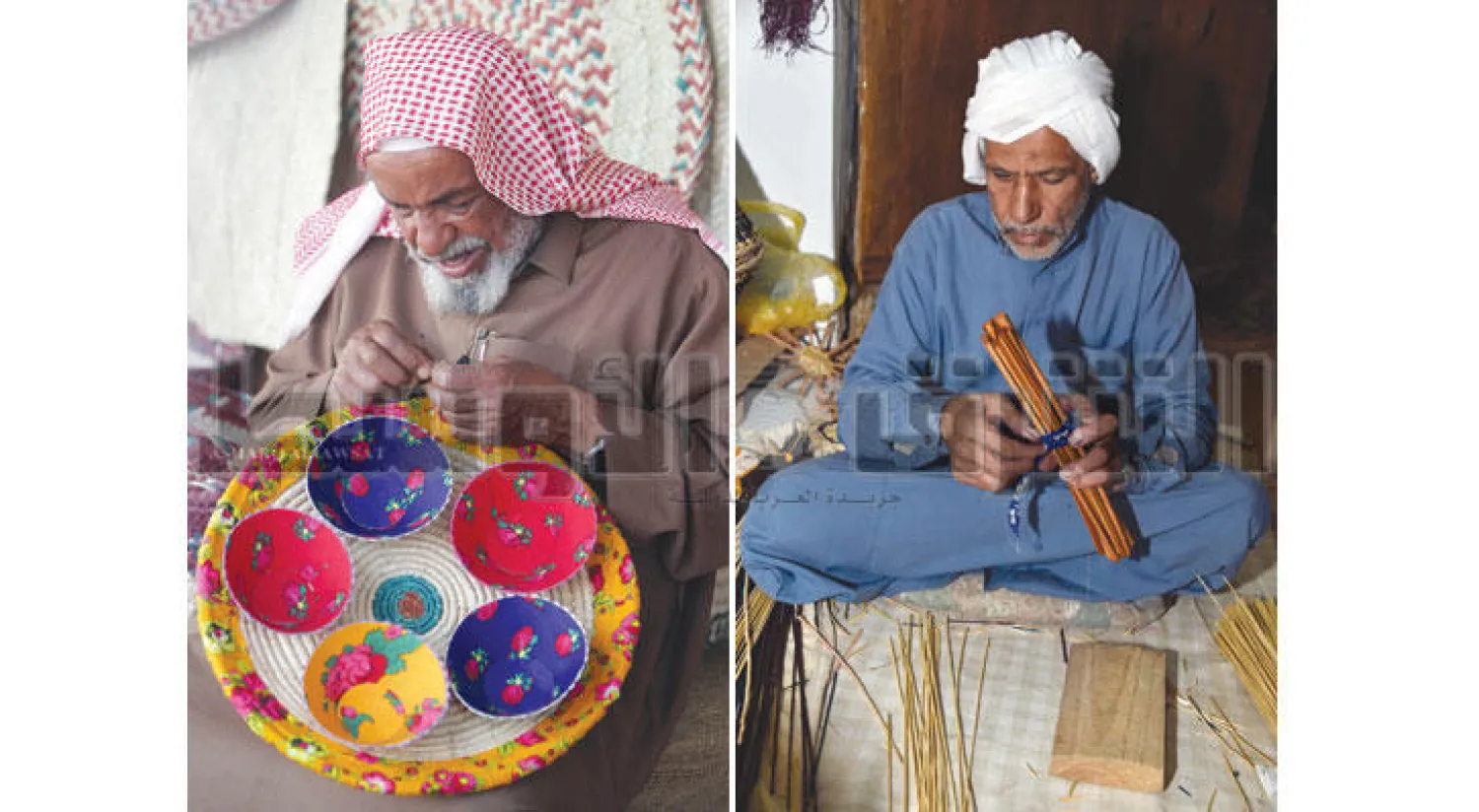 العم مهدي عبد الله العسيف (تصوير: بشير صالح)  -  صناعة السلال موروث سعودي ينتقل من جيل لآخر (تصوير: خالد الخميس)