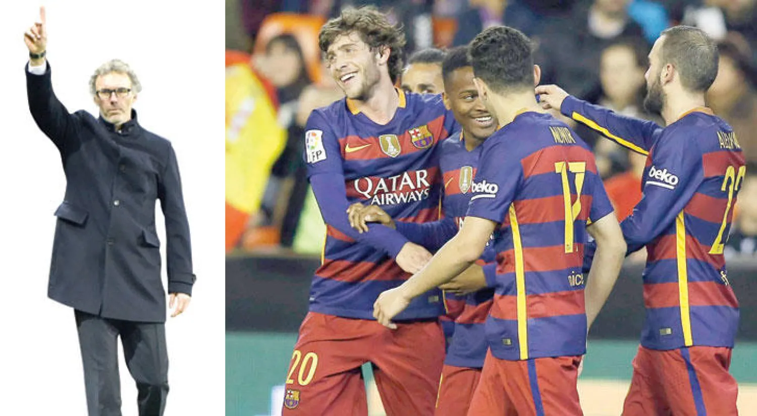 شباب برشلونة نجحوا في التصدي لفالنسيا والوصول للمباراة الـ29 من دون خسارة (إ.ب.أ)  -  سان جيرمان يضع ثقته في بلان للوصول لقمة الكرة الأوروبية (أ.ف.ب)