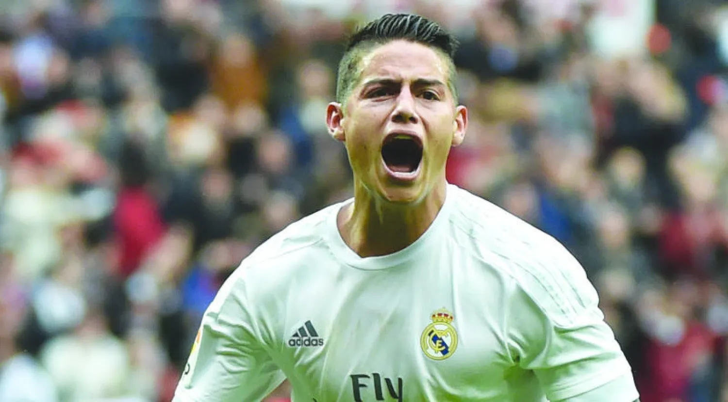 رودريغيز يعبر عن فرحته بهدفه في مرمى بلباو (أ.ف.ب)