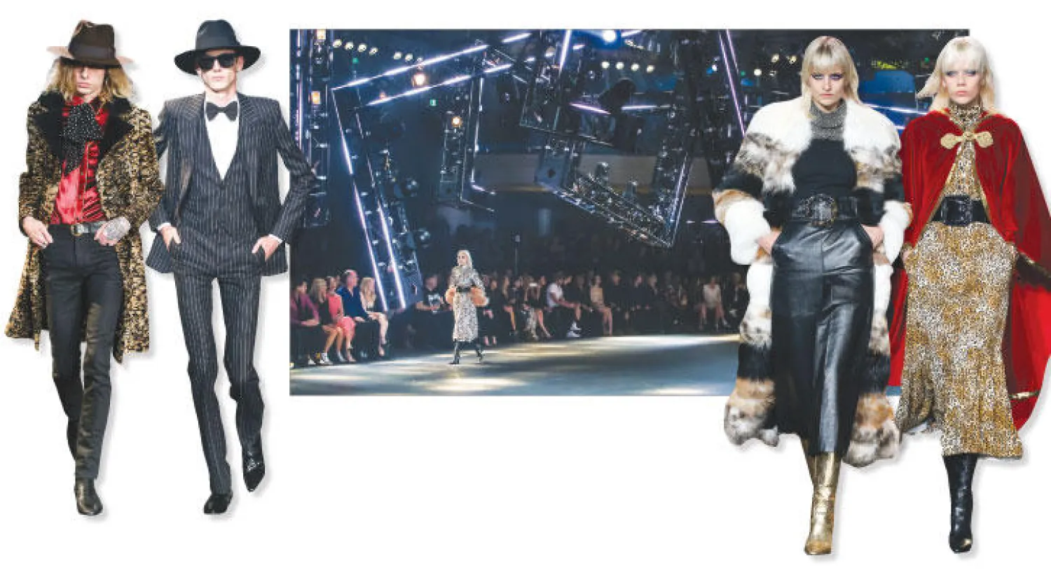 تذكر كثير من الإطلالات بعروض إيف سان لوران في السبعينات والثمانينات - يعشق هادي سليمان الديكورات الضخمة والموسيقى.. وهو ما ظهر في عرضه الأخير بلوس أنجليس - الروك آند رول أسلوب أصبح لصيقا بهادي سليمان