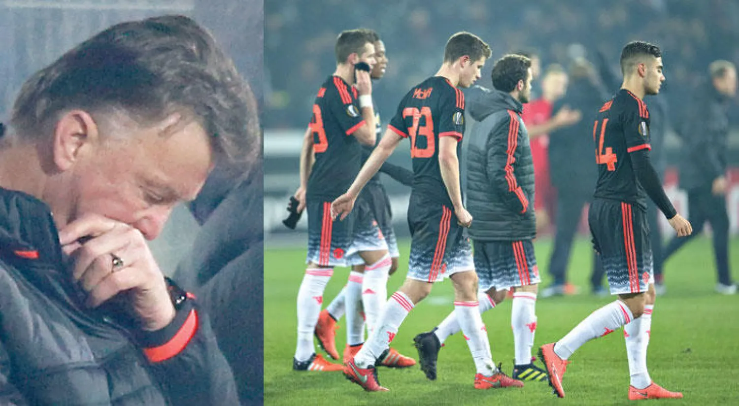 مشكلات يونايتد ومدربه فان غال تتفاقم بالسقوط أمام المتواضع متيولاند الدنماركي (رويترز)  -  فان غال