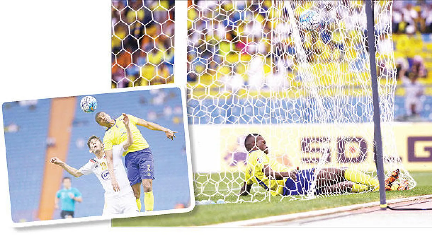 حارس ودفاعات النصر لم يكونوا في يومهم أمس و جانب من مباراة النصر وبونيدكور في الرياض (تصوير: علي العريفي)