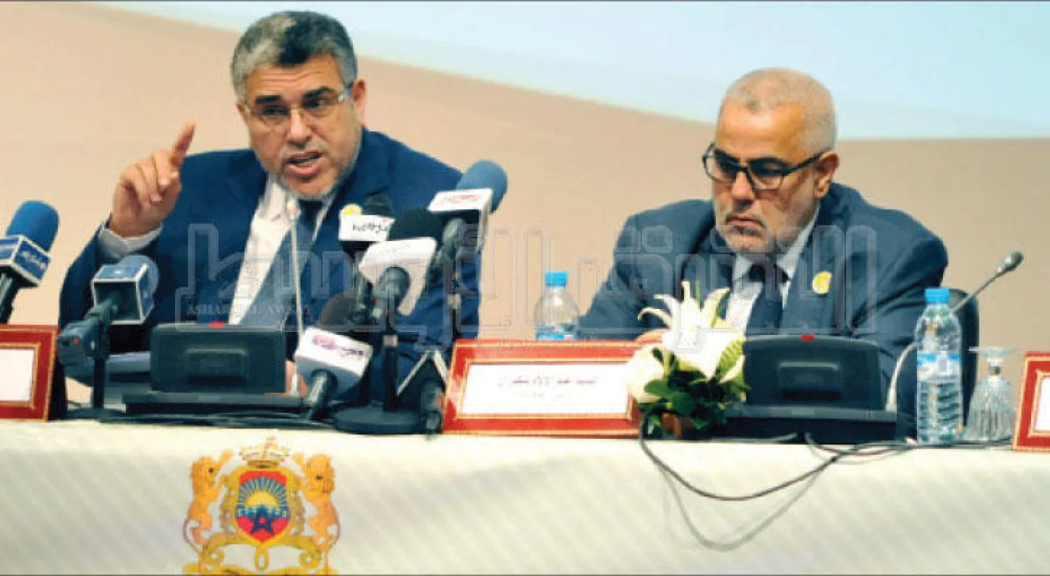 مصطفى الرميد خلال اللقاء الصحافي الذي عقده أمس في الرباط لعرض حصيلة إصلاح منظومة العدالة (تصوير: مصطفى حبيس)