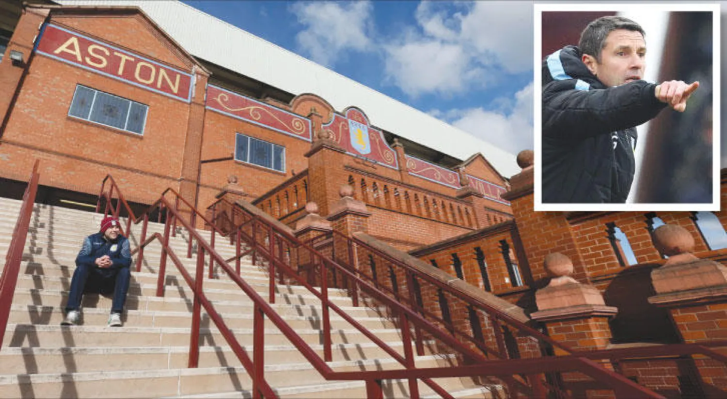 غارد مدرب فيلا حاول دون جدوى انتشال الفريق من عثرته (أ.ف.ب) - مشجع لأستون فيلا يجلس خارج النادي الذي أصبح مقفرا نتيجة تراجع النتائج (رويترز)