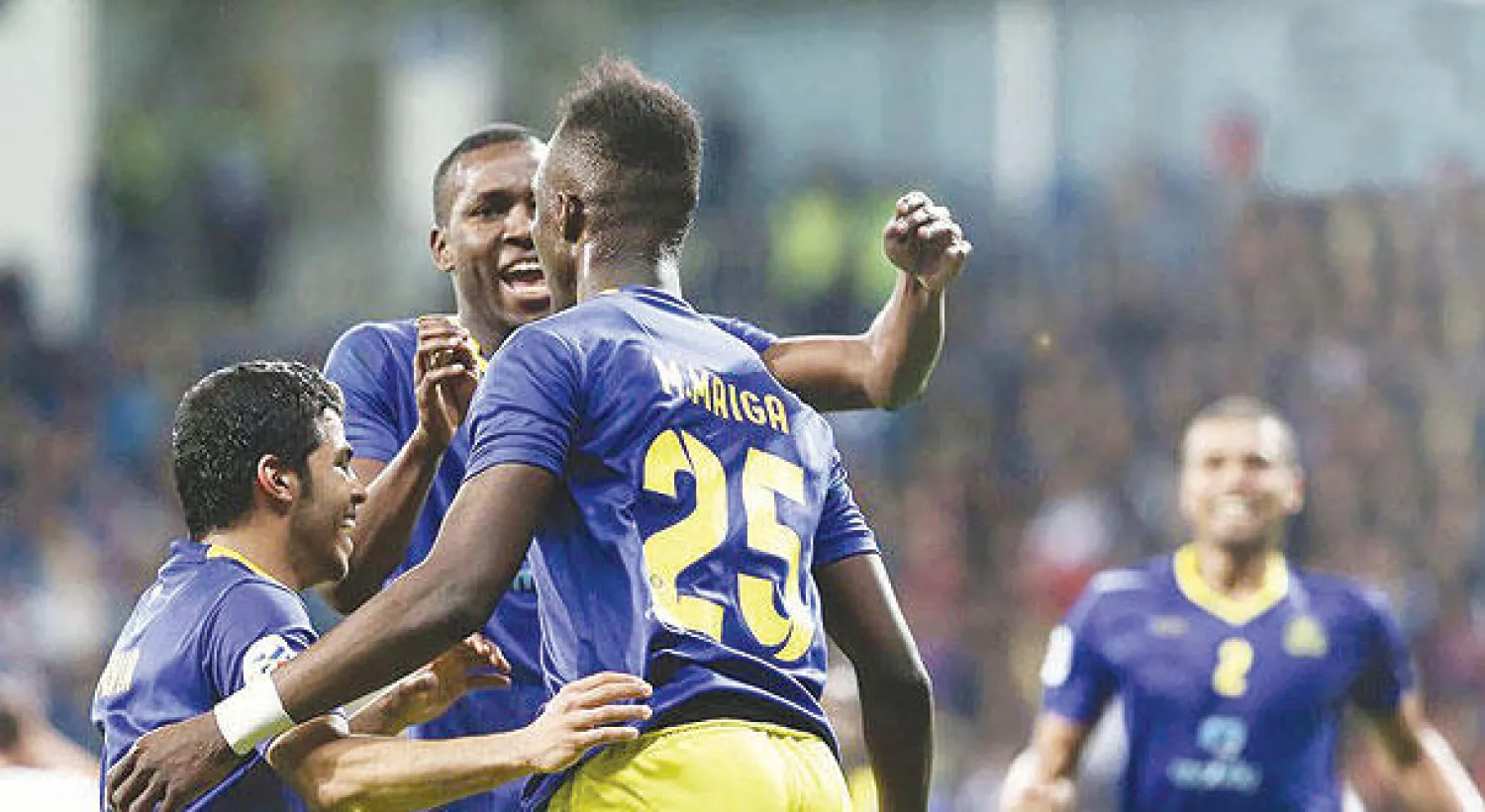 فرحة نصراوية بالهدف الوحيد في شباك بونيودكور الأوزبكي (المركز الإعلامي)