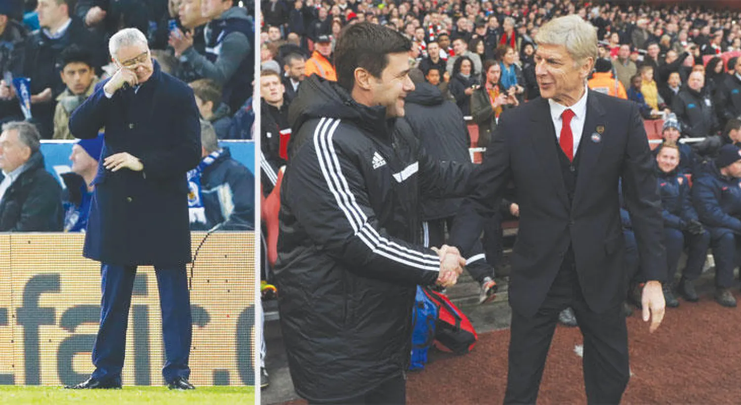 بوكيتينو مدرب توتنهام يتطلع لإبعاد فينغر عن المنافسة على اللقب («الشرق الأوسط»)  -  رانييري بعد فقد ليستر نقطتين أمام وست بروميتش (رويترز)