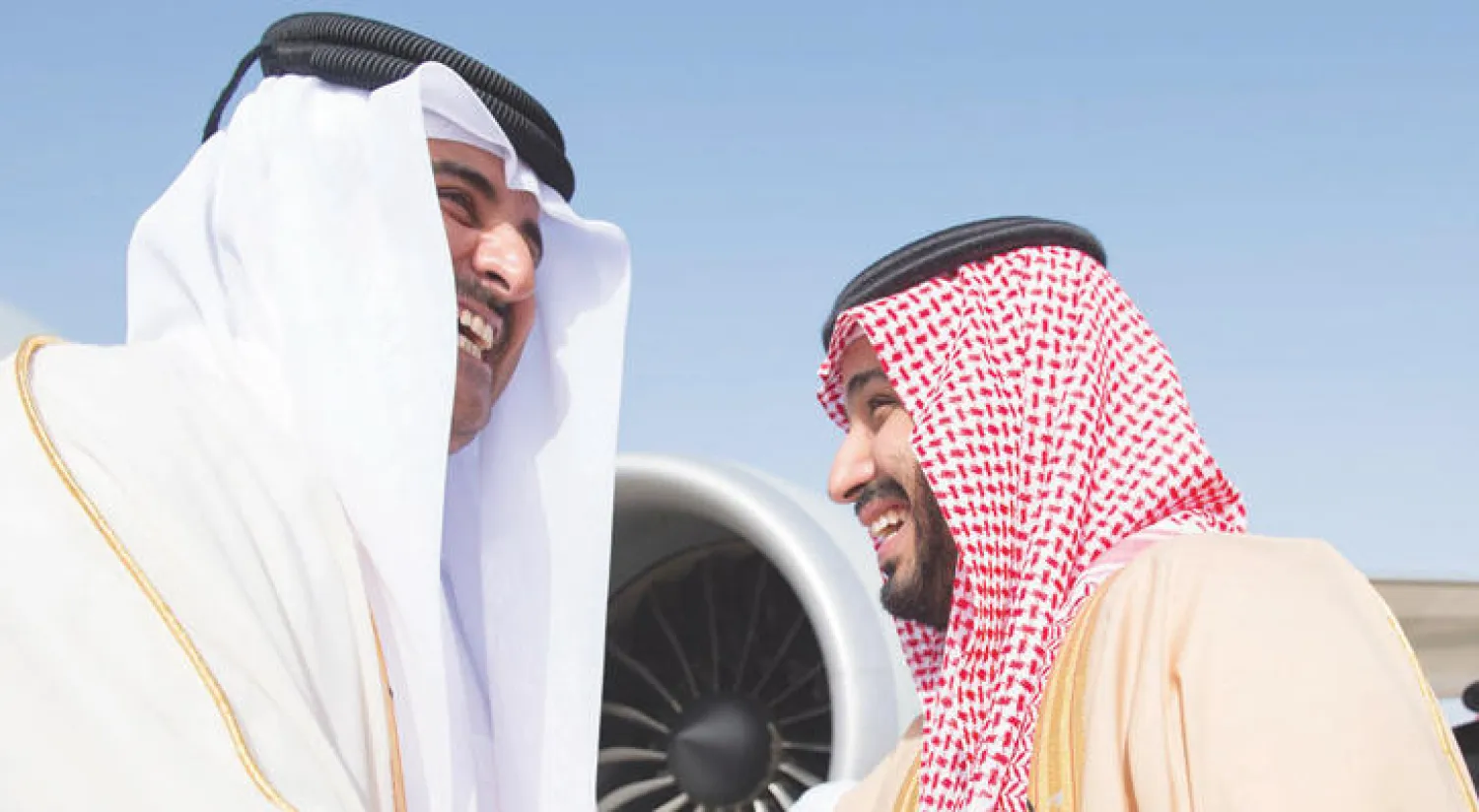 الأمير محمد بن سلمان لدى استقباله الشيخ تميم آل ثاني أمير قطر