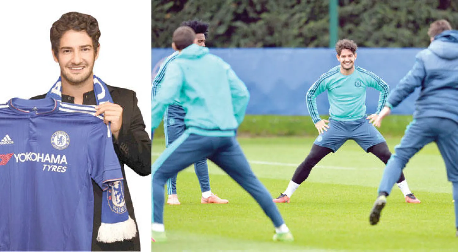 باتو (وسط) تدرب مع تشيلسي ولم يلعب (أ.ف.ب) -  باتو بعد التوقيع لتشيلسي («الشرق الأوسط»)