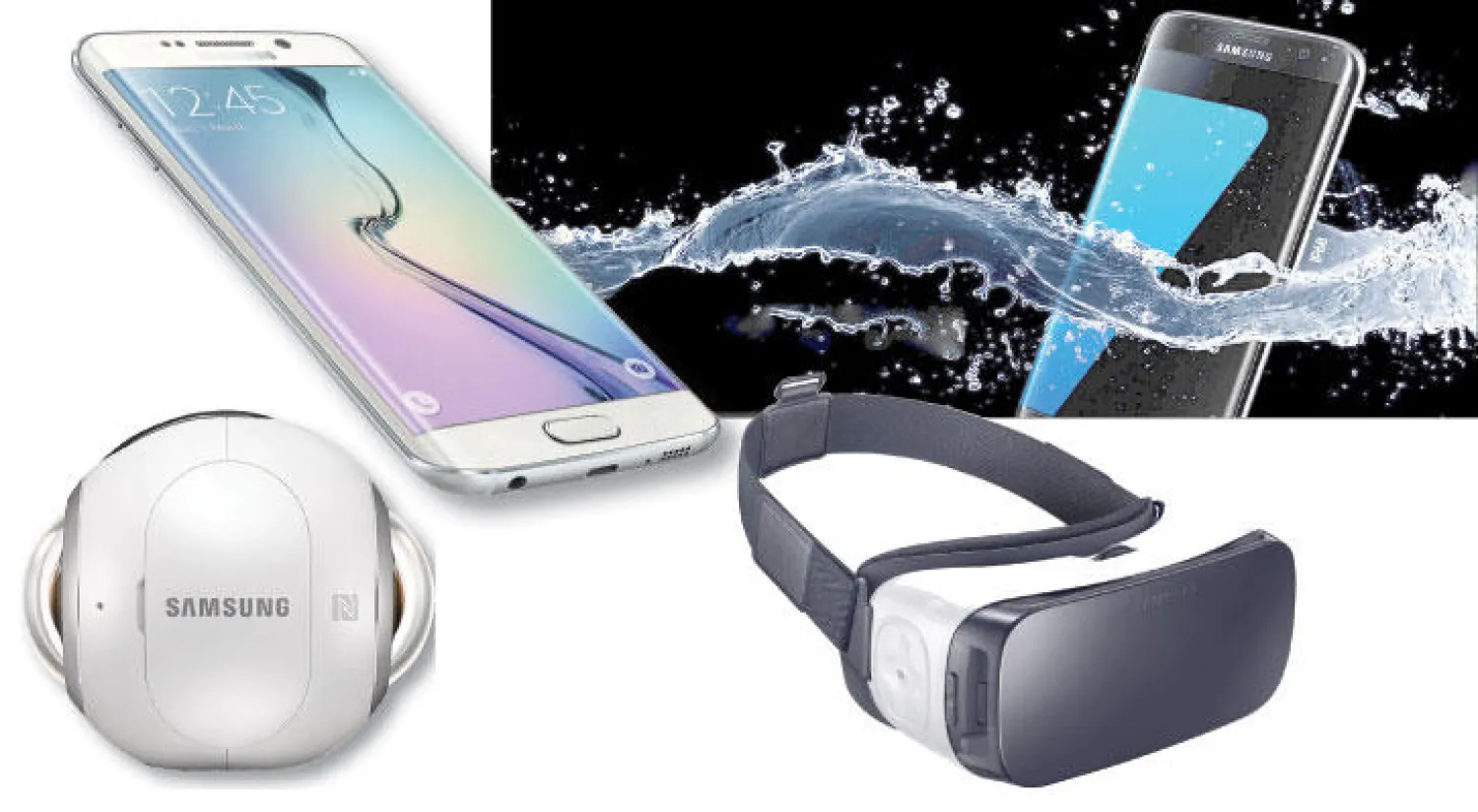 الهاتفان مقاومان للأتربة والمياه  -  الشاشة المنحنية في «غالاكسي إس 7 إيدج» تقدم اختصارات مريحة  -  نظارات «غير في آر» تضع الذكريات في عالم الواقع الافتراضي  -  كاميرا «فير 360» للتصوير المحيطي ترتبط بالهاتفين لتسهيل الاستخدام