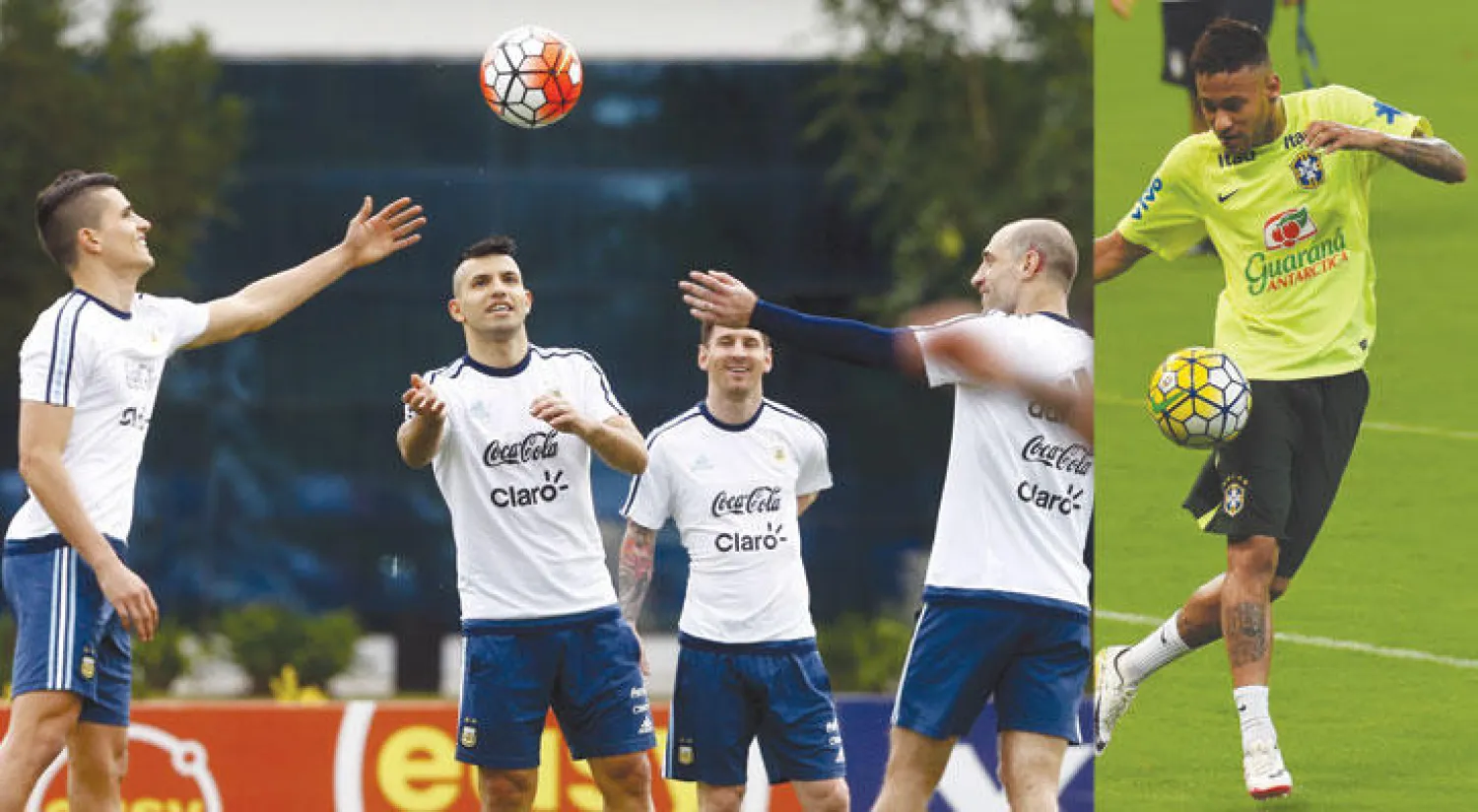 غياب نيمار ضربة لمنتخب البرازيل (أ.ف.ب)  -  لاعبو منتخب الأرجنتين خلال التدريبات استعدادا لمواجهة بوليفيا (رويترز)