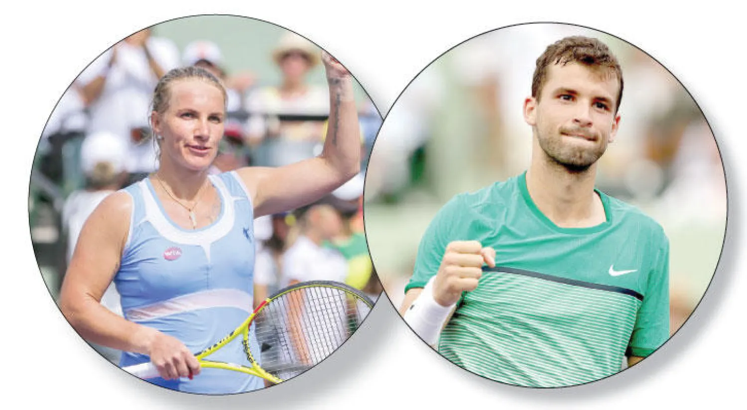 البلغاري غريغور ديميتروف قاهر موراي (أ.ف.ب)  -  الروسية سفتلانا كوزنتسوفا قاهرة سيرينا (إ.ب.أ)