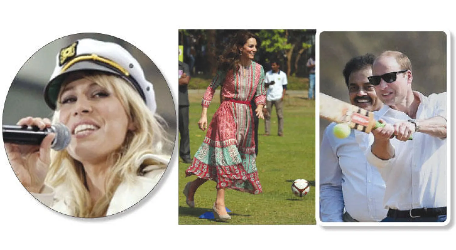 الأمير ويليام يلعب الكريكيت مع الأطفال الهنود (أ.ف.ب) - دوقة كامبريدج تلعب كرة القدم مع أطفال في مومباي - الهند (إ.ب.أ) - المغنية البريطانية ناتاشا