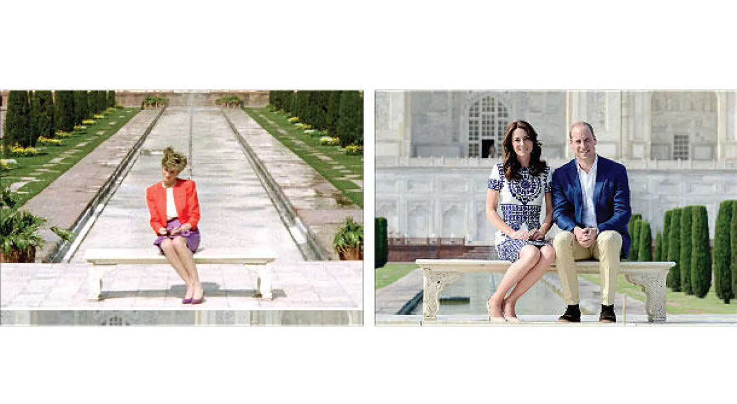 حرص الأمير ويليام وزوجته كيت على التقاط صورة في نفس المكان الذي جلست فيه عام 1992  الأميرة الراحلة ديانا (أ.ف.ب)