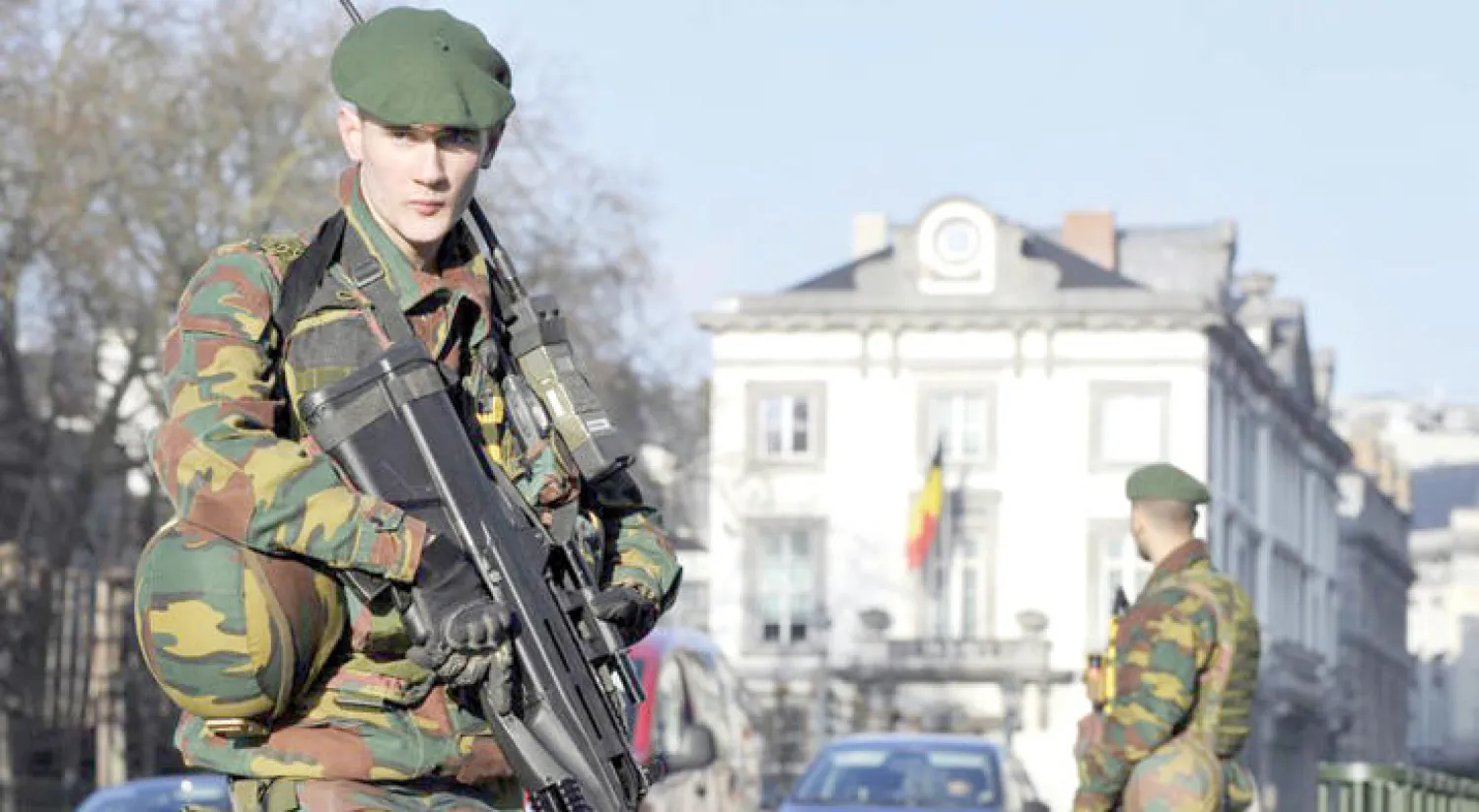 انتشار أمني مازال مكثفاً في العاصمة بروكسل عقب الهجمات التي شهدتها بروكسل الشهر الماضي («الشرق الأوسط»)