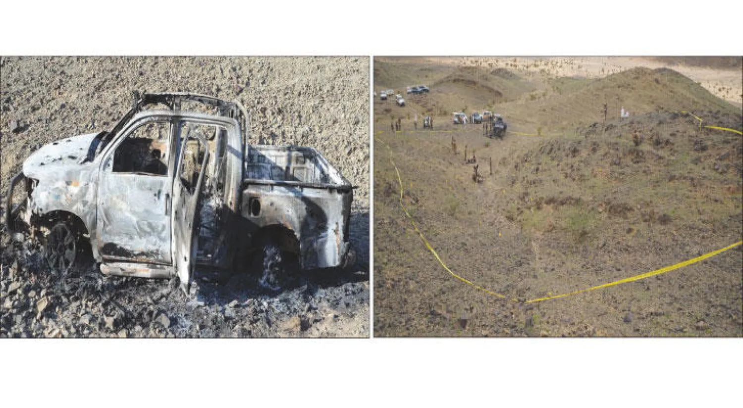 المنطقة الصحراوية التي تمت محاصرتهم فيها - السيارة التي كان يستقلها أعضاء خلية «داعش»