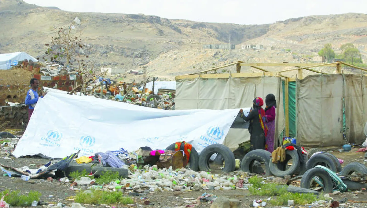 إحدى مخيمات اللاجئين في محافظة عمران الذي يدار من قبل الانروا (ا.ب.أ)