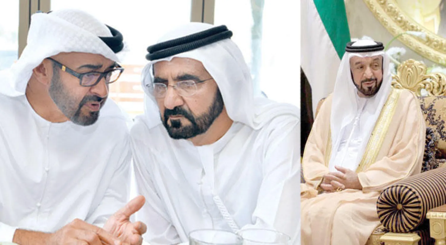 الشيخ خليفة بن زايد   -   الشيخ محمد بن راشد والشيخ محمد بن زايد ({الشرق الأوسط})