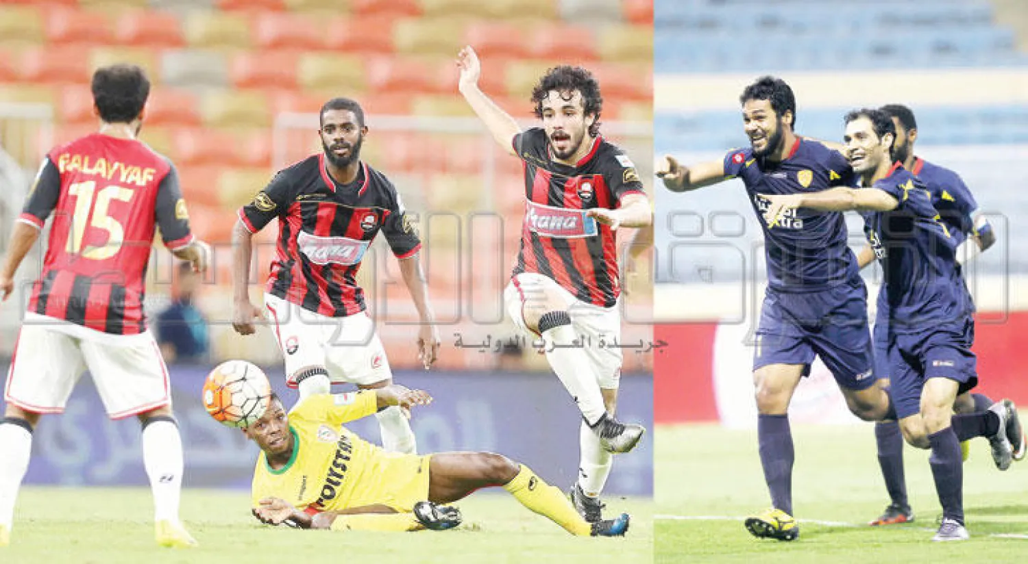 جادسون محترف القادسية قاد فريقه للبقاء بهدفي الفوز على هجر (تصوير: عيسى الدبيسي)  -  من مباراة نجران والرائد أمس (تصوير: عدنان مهدلي)