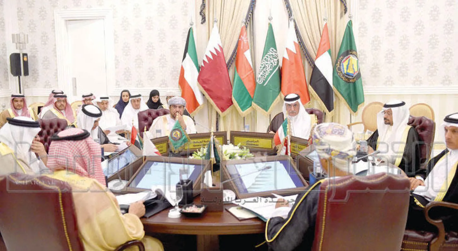 جانب من اجتماع وزراء المالية الخليجيين أمس بالرياض  (تصوير: بشير صالح)