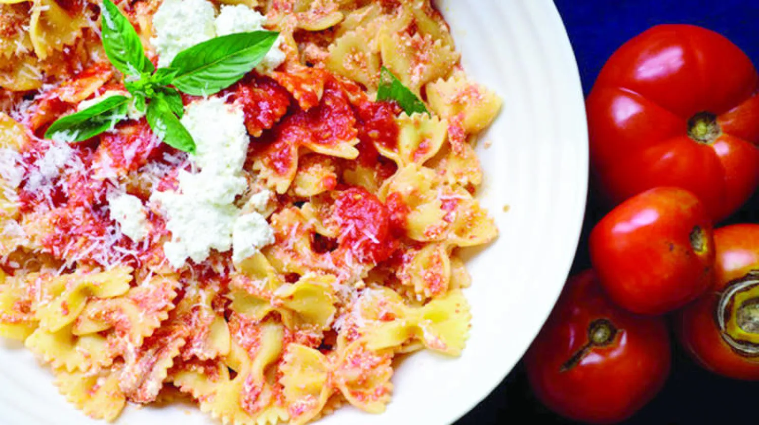 باستا مع جبن الريكوتا