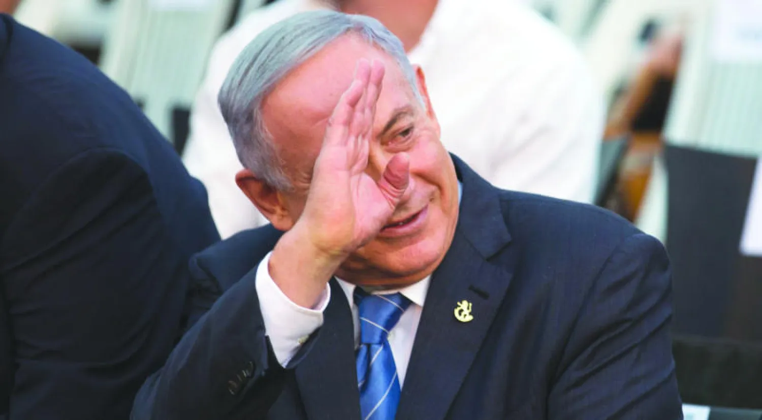 رئيس الوزراء الإسرائيلي بنيامين نتنياهو أثناء حضوره الذكرى الـ 49 لحرب الأيام الستة في القدس امس (إ.ب.أ)