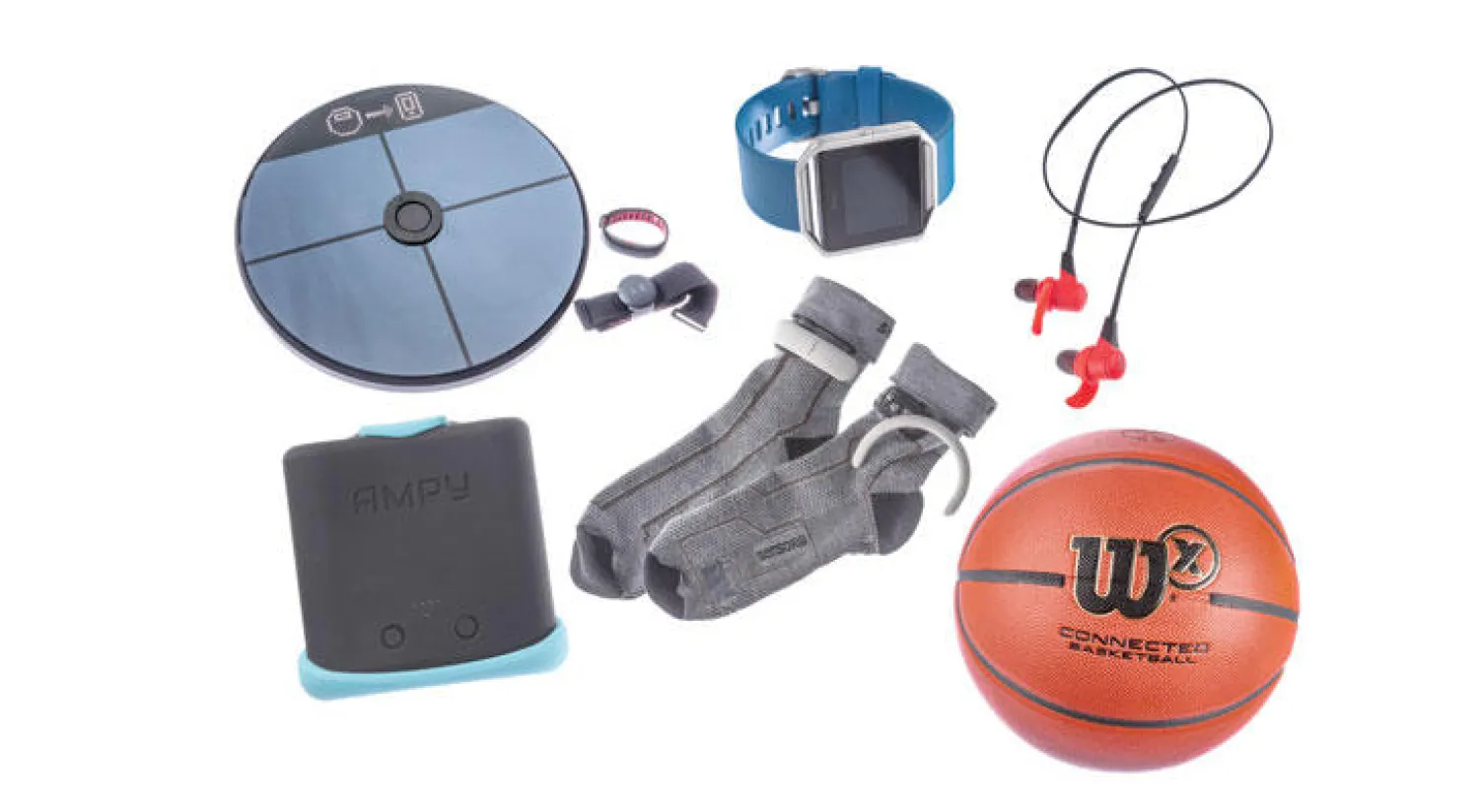 مجموعة من معدات اللياقة البدنية الجديدة ومنها: طقم «الصندوق الصحي من يو إيه» و«فتبت بلايزر» وسماعة رأس «جاي بيرد إكس2» اللاسلكية و«كرة السلة المتصلة» وجوارب «سينسوريا» الذكية ومولد الكهرباء «أمبي موف»