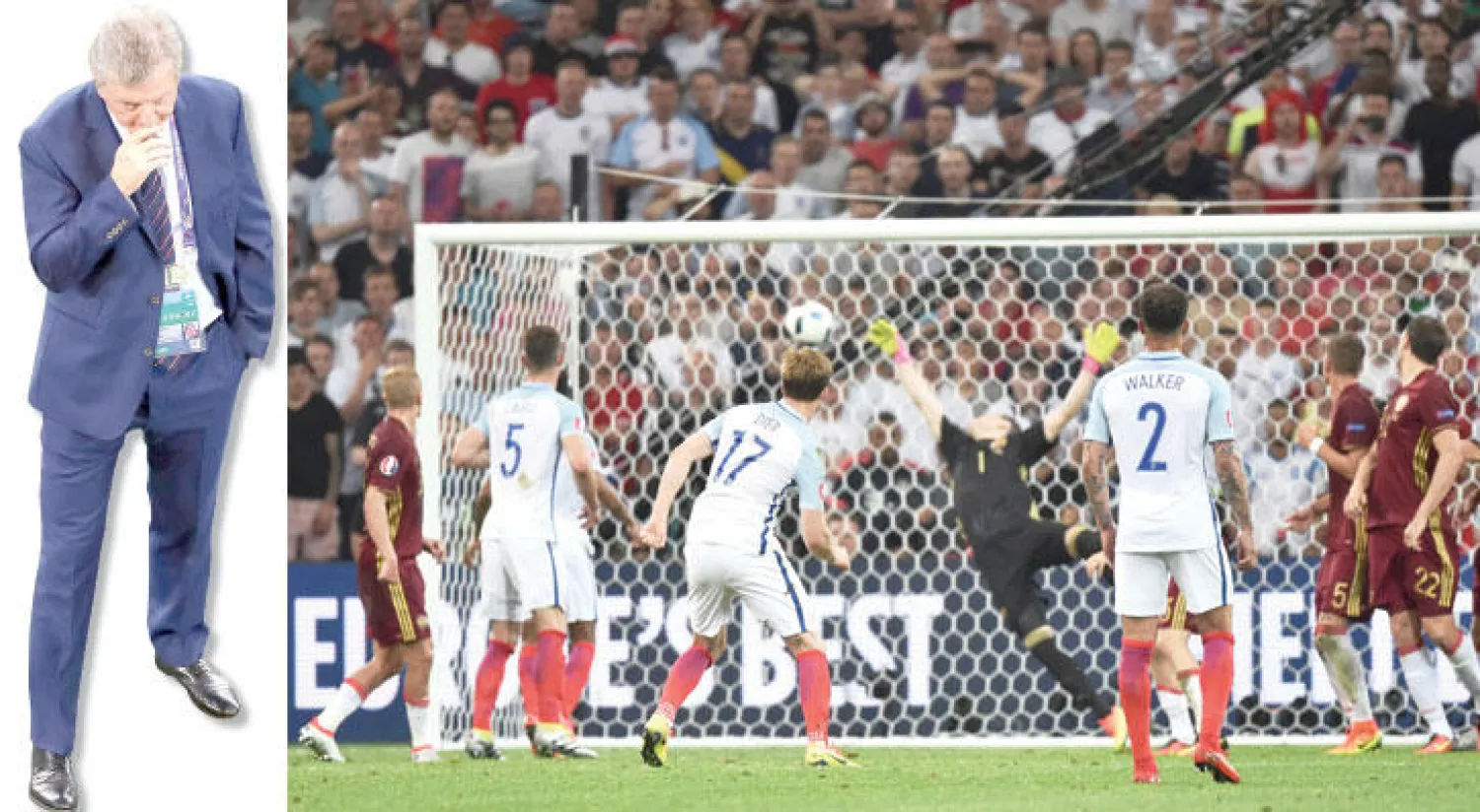 تسديدة داير في طريقها لشباك روسيا و هودجسون مدرب إنجلترا يحتاج لإعادة حساباته (إ.ب.أ)