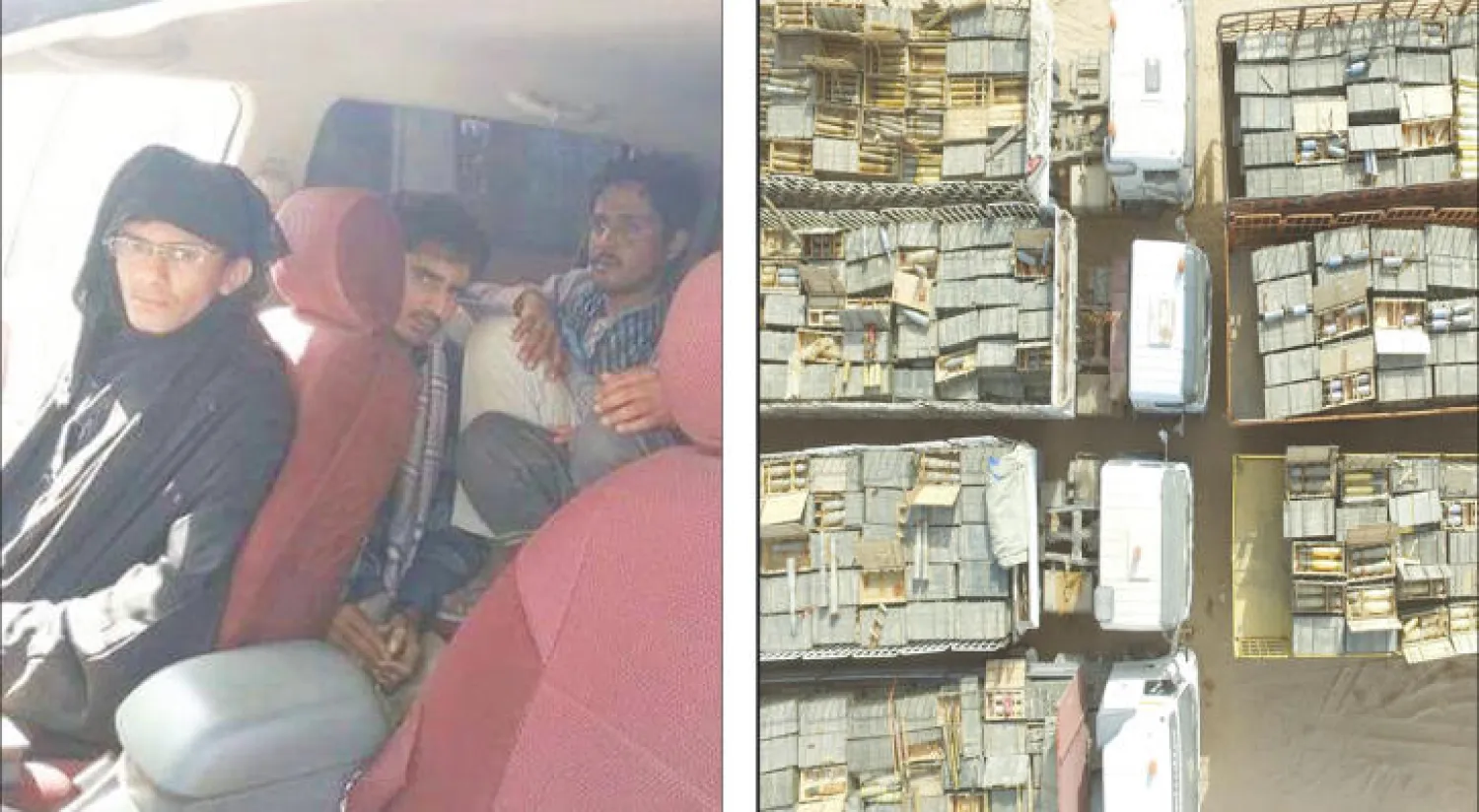 جانب من شحنات الأسلحة والذخائر التي تم العثور عليها خلال البحث في مخبأ للأسلحة («الشرق الأوسط»).... أحد المعتقلين خلال القبض عليه في زي نسائي («الشرق الأوسط»)