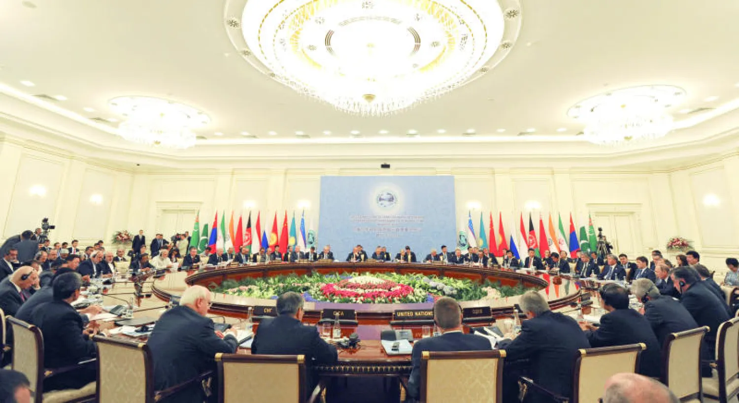 قمة منظمة شنغهاي للتعاون أمس في العاصمة الأوزبكية طشقند (إ.ب.أ)
