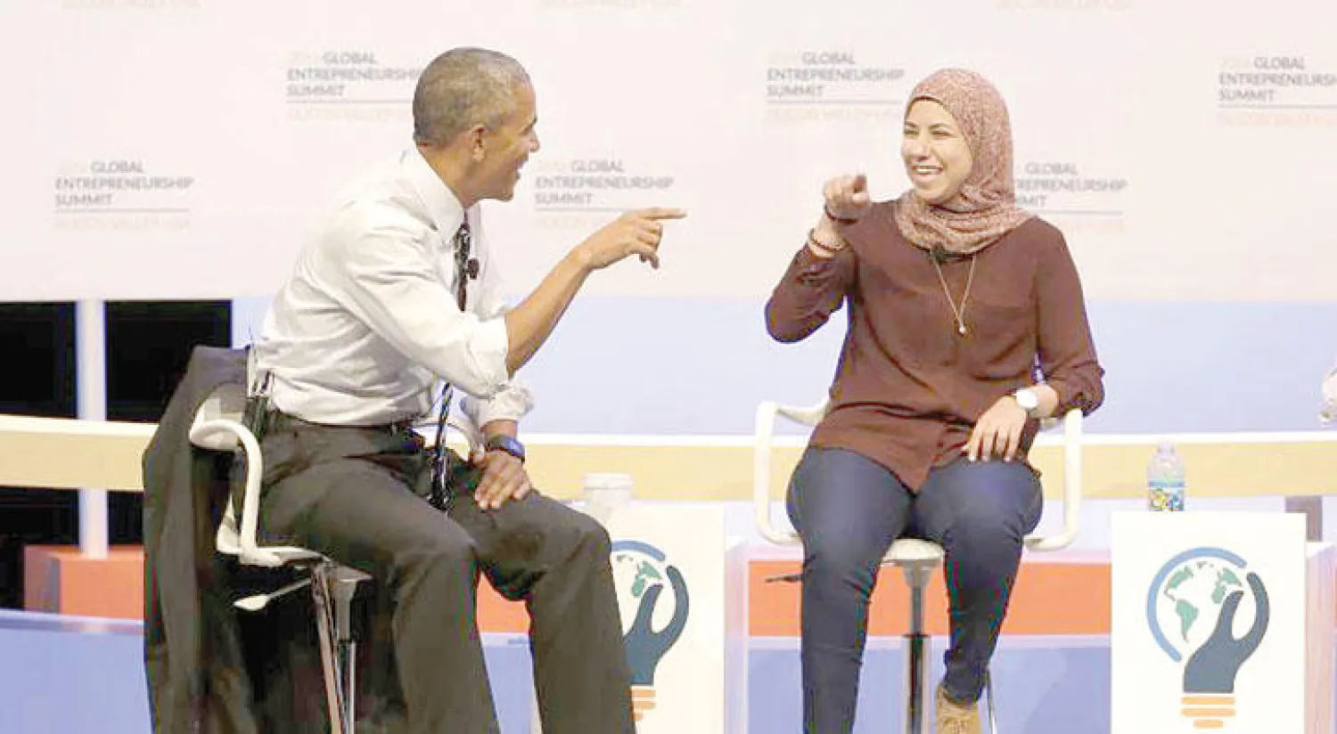 مي مدحت رائدة أعمال مصرية التقت الرئيس الأميركي ضمن فاعلية دولية لدعم رواد الأعمال الشباب الشهر الماضي