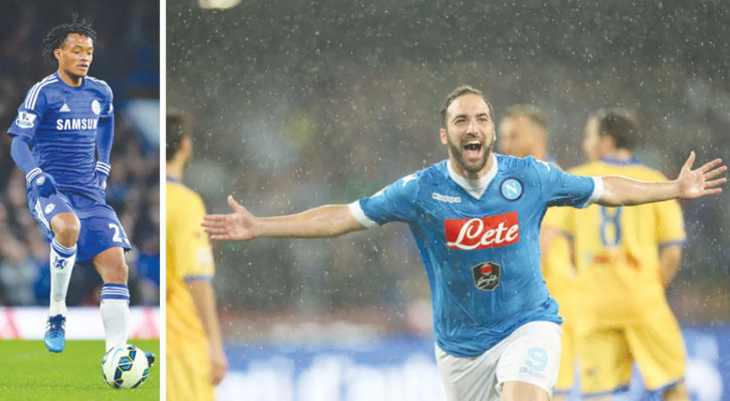 هيغواين قدم موسما رائعا مع نابولي فاصبح هدفا للأندية الكبرى (أ.ف.ب)  -  كوادرادو يعود لارتداء قميص تشيلسي