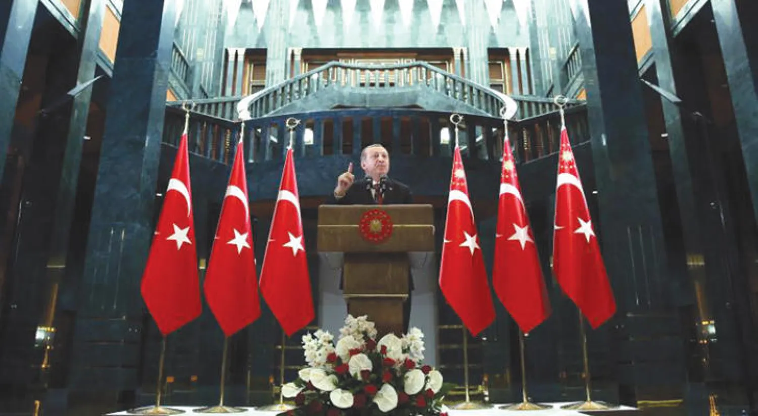 إردوغان يدلي ببيان من قصره الجديد في أنقرة («الشرق الأوسط»)