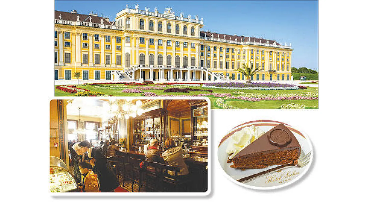 بني قصر الشونبرون قبل نحو 300 عام  وكان يعد المقر الصيفي للقيصر وقضت فيه زوجة القيصر أولى سنوات زواجها فيه - منافسة بين «ديمل» وفندق «زاخر» أفخم فنادق المدينة حول الوصفة الأصلية لقالب الكيك الصخري المصنوع من الشوكولاته - مقهى ديمل الذي يعتبر أشهر مقهى بفيينا والذي كان المفضل لدى الإمبراطور